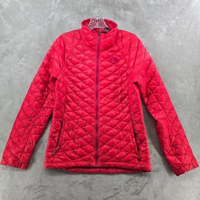 The North Face Thermoball Jacket Womens Small Red Quilted Full Zip Puffer