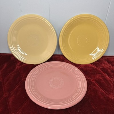 Set of 3 Fiesta Ware Homer Laughlin Small Salad Plates Yellow & Pink
