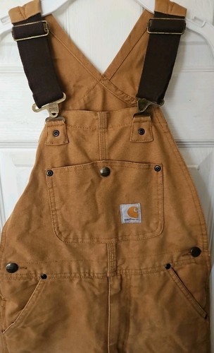 Carhartt Overalls Youth Boys Size 8 Brown Double Knee Canvas Workwear Outdoor - Picture 2 of 7
