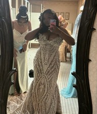 Customized & Personalized Sweetheart Mermaid Lace Beaded Full-Length Dress L