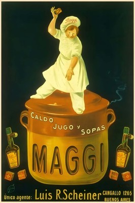 Maggi Cooking Advertisement Poster - 1910s Vintage Design    - Rare Reprint