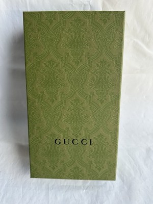 Authentic GUCCI - Green Brocade Gift Box & Ribbon  5.75  x 10.5  x 2.25  - NEW