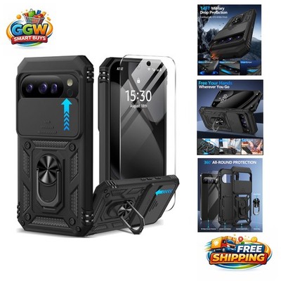 Luxury Black Google Pixel 10/10 Pro Case with Screen Protector & Camera Cover