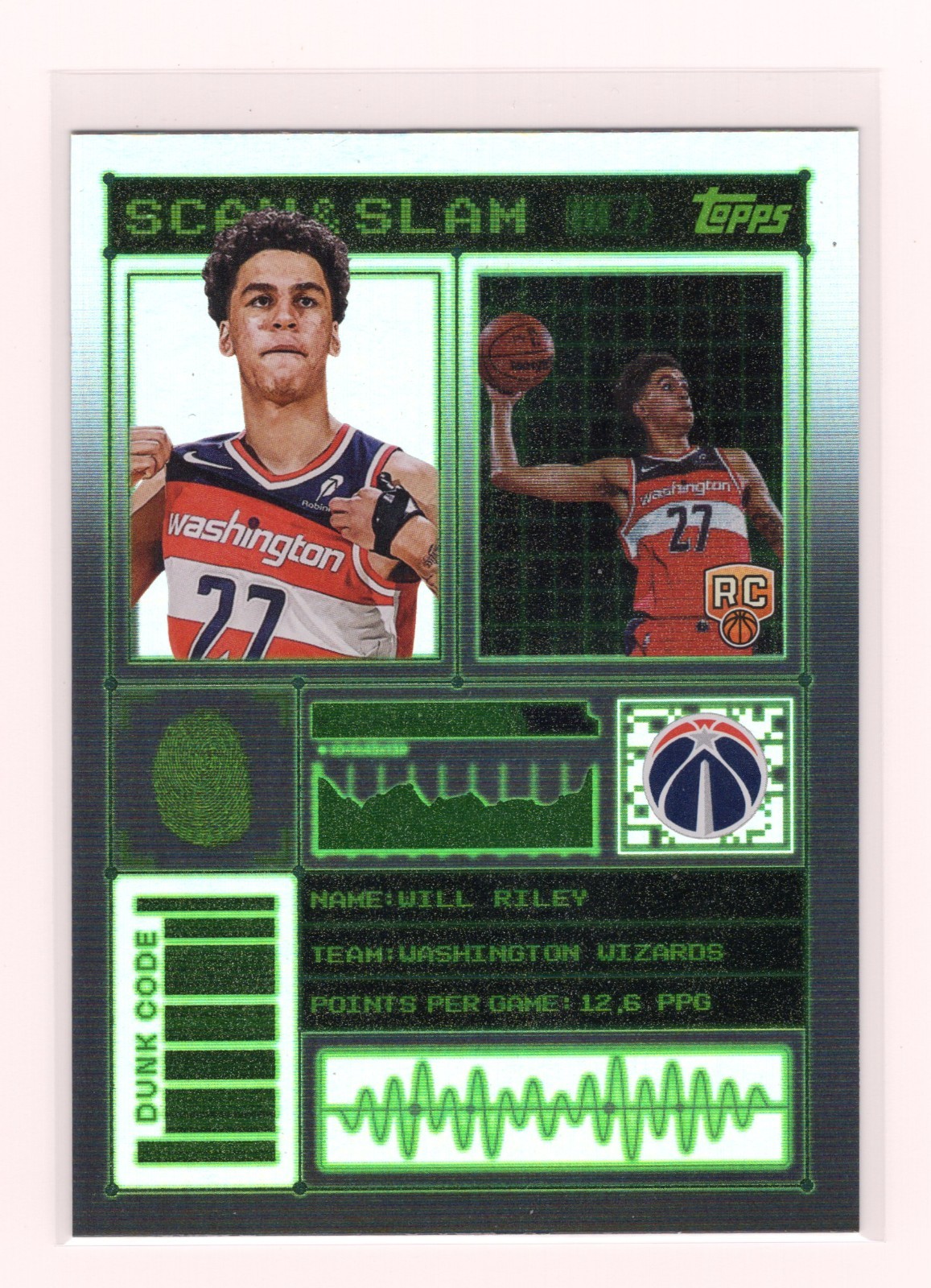 2025-26 Topps Basketball Will Riley #SS-46 (RC) Scan and Slam Washington Wizards