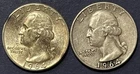 2 Washington Quarters. 1964-P. 1964-D. 90% Silver. Maybe VF Or Better Condition.