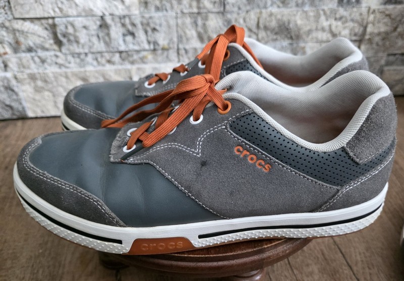 CROCS Golf Shoes Preston Hank Haney Spikeless Men 9.5 Gray Orange Leather