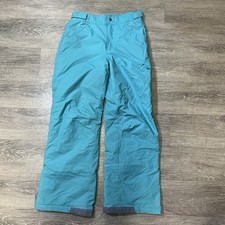 Columbia Snow Pants Youth L Blue Fleece Lined Elastic Snowboard Ski Outdoor