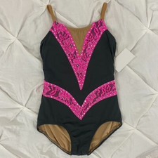 New with Tags Gray Baton Twirling Costume w/Pink Lace, Stoned Kids Size 12