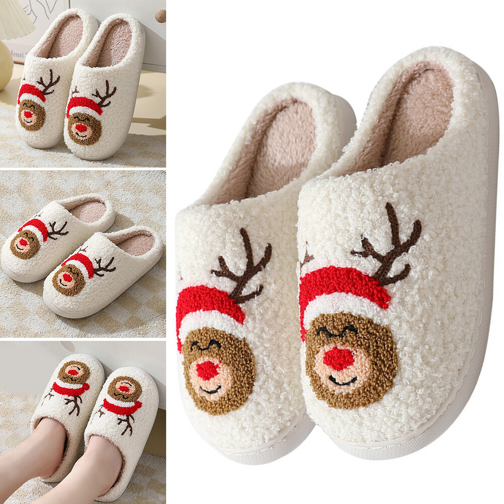 SAOLA Pantofole da interno sfocate natalizie suola spessa alce forniture per la casa (44 45)