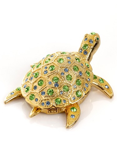 Keren Kopal Golden Turtle Hand made Trinket box Decorated with Austrian Crystals - Picture 14 of 21