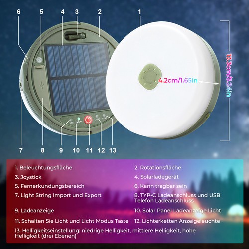 Catena Luminosa USB Campeggio Avvolgibile Catena Luminosa LED Impermeabile Solare Portatile - Foto 8 di 29