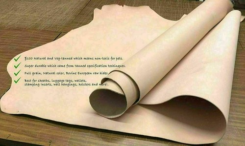 Full Grain Veg Tan Cowhide Leather Double Shoulder 3 PCS SET 10''X12'' 7-9 OZ - Picture 4 of 5