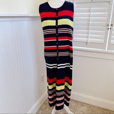 ASOS NWT Multicolor Stripe Ribbed Sleeveless Knit Midi Dress Size 14
