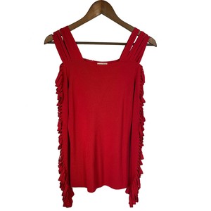 red cut out shoulder top