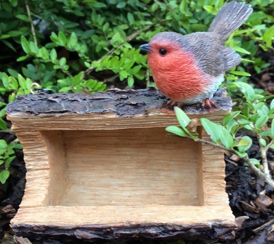 Tree Trunk Bird Feeder With Robins By Vivid Arts Home Garden