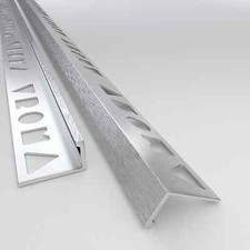 10x TILE TRIM - STRAIGHT EDGE L-SHAPE - 2.5M ALUMINIUM Bright Chrome, Matt, Mill