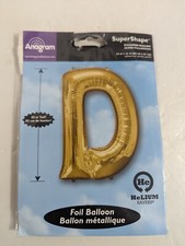 Anagram Super Shape Decorative Foil Balloon Letter "D" 33 in/83 cm Gold New