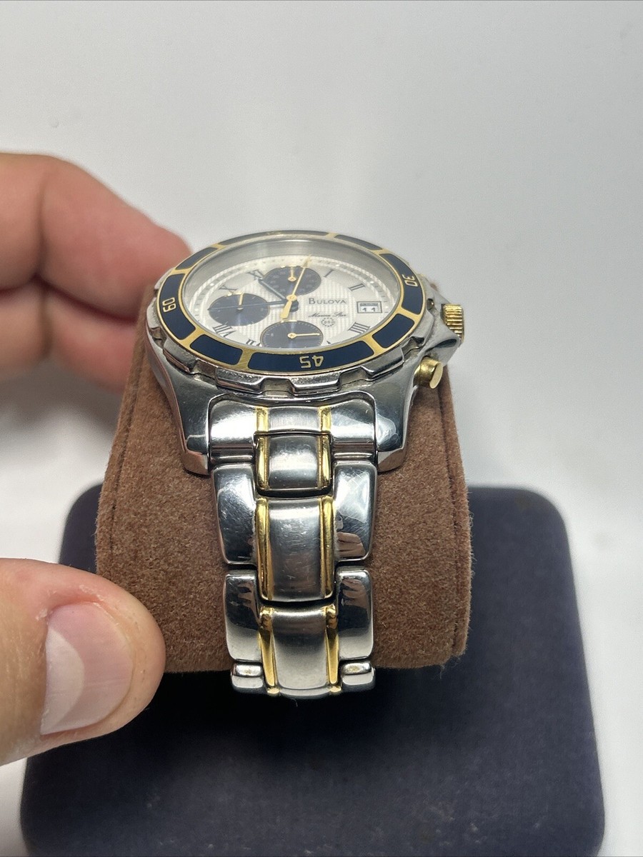 Vintage Bulova Marine Star 100m Chrono T7 Two Tone Quartz Vintage Bulova Marine Star 100m Chrono T7 Two Tone Quartz