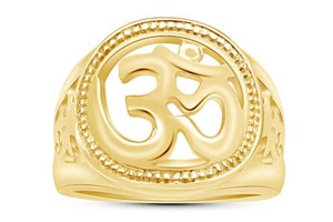 Authentic Symbol Of Hindu Religious Om Wedding Band Ring For Mens Sterling Silver