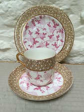 ANTICA TAZZINA DA CAFFÈ NON MARCATA TRIO PORCELLANA ROSA ORO PORCELLANA PIATTO GIAPPONESE