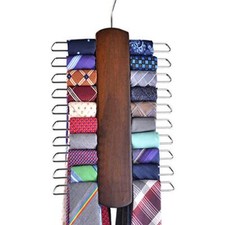 Wooden Wall Rack Belt Organizer Neck Tie Hanger Scarf Holder Space Saver Closet