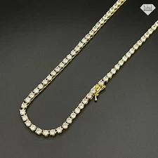Womens 14K Yellow Gold Plated Crystal Cubic Zirconia Tennis Necklace