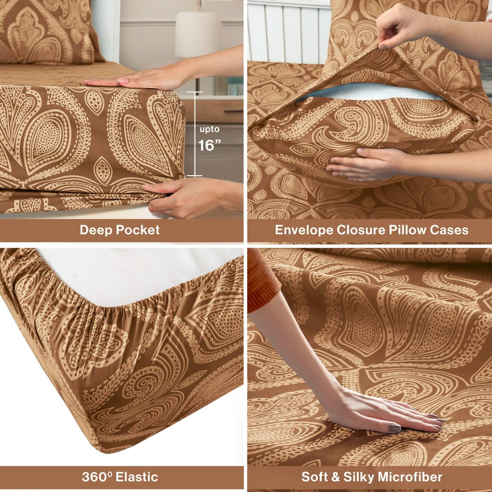 6 Piece Bed Sheets Set Luxury Microfiber Ultra Soft Deep Pocket Bedding Sets - Image 3 of 4