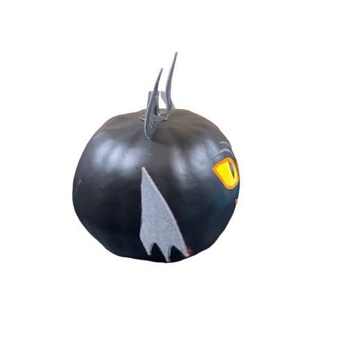 Hyde Fledermaus Kürbis Halloween bemalt Deko Skulptur Regal Sitter schwarz - Bild 4 von 5