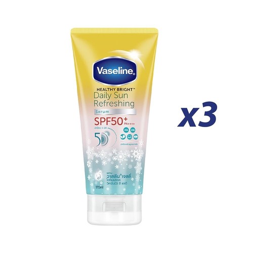 3x170ml Body Lotion Skin Vaseline Healthy Bright Serum Daliy Refresh SPF50+ 5 oz - Picture 11 of 11