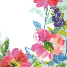  2 Two Paper Lunch Napkins for Decoupage/Mixed Media - Painterly Floral