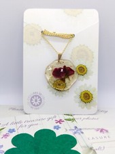Floral Resin Pendant, Handmade Resin Necklace Gift