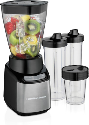 Hamilton Beach MultiBlend Smoothie Blender w/4 Jars+Lids-Black and Stainless New