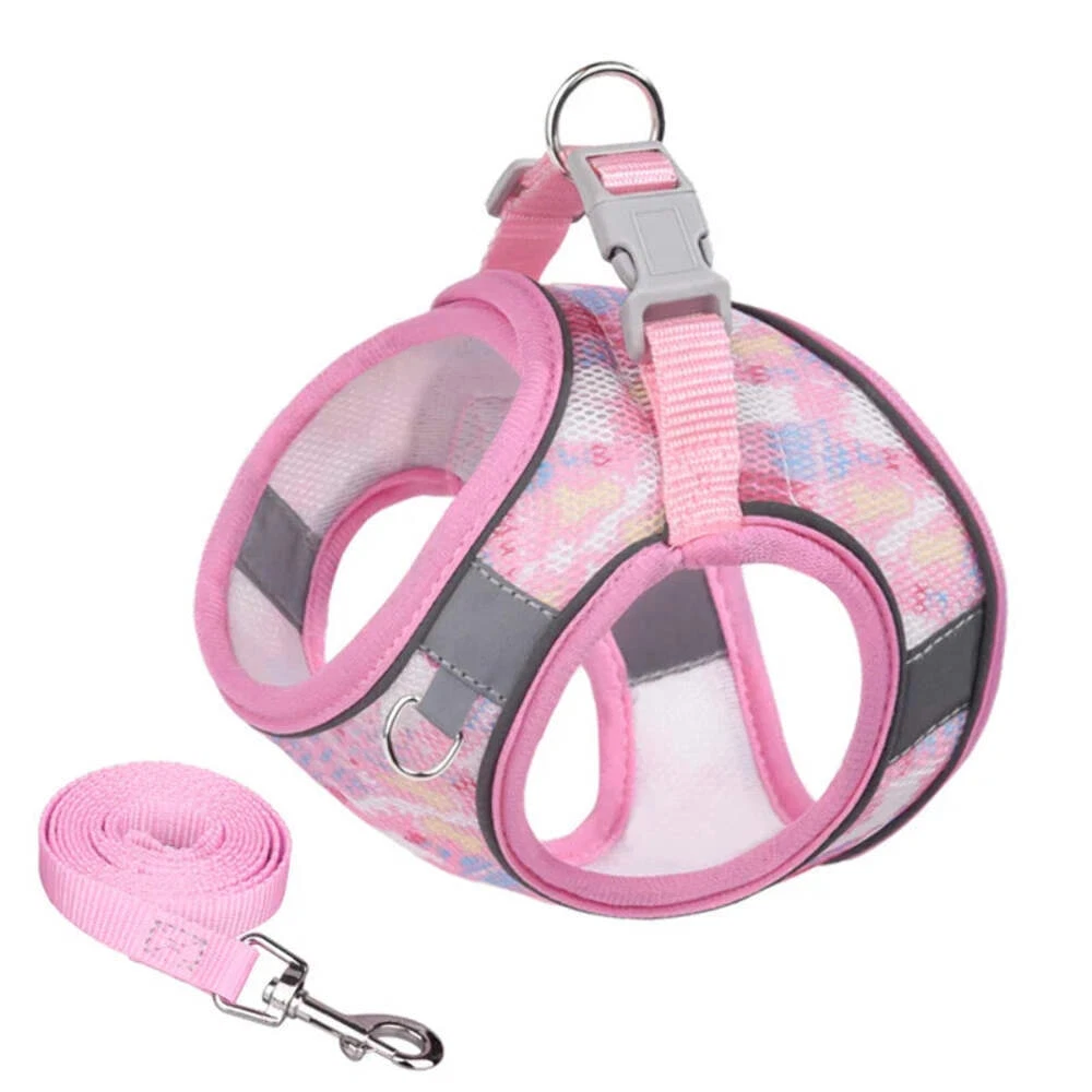 Dog Harness Leash Set Breathable Pet Chest Strap Puppy Kitten Reflective Vest fo