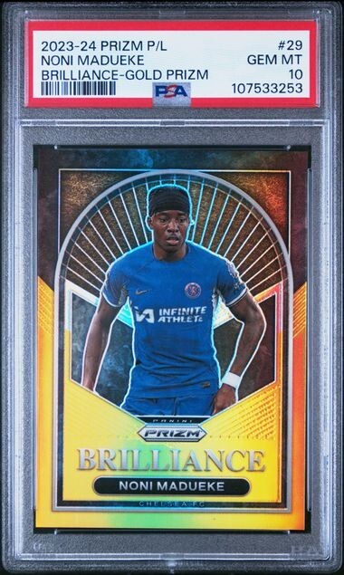 2023-24 Panini Prizm Premier League Brilliance Gold /10 Noni Madueke #29 PSA 10