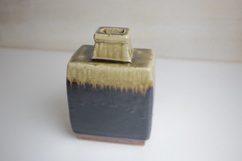 Japanese vintage Mashiko ware pottery flower vase Minoru Fukushima with box - Picture 3 of 17