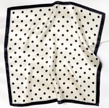 100% Silk  20“ small Scarf Women neckerchief Wrap polka dot white WY112