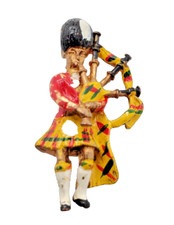 Scottish Dancer Kilt Bagpipes Enamel Pin Made in England Vintage