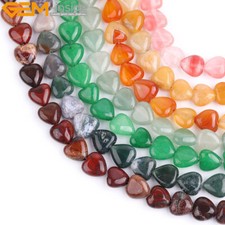 Assorted Natural Gemstones Heart Shape Loose Beads For Jewelry Making Strand 15"