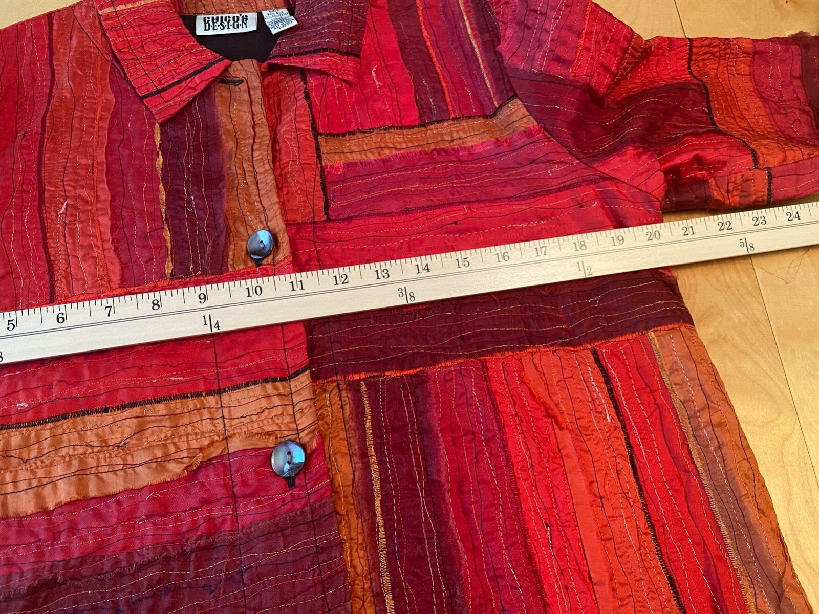 CHICO’S JACKET WOMEN’S SZ 1 SILK BLEND PATCHWORK … - image 6