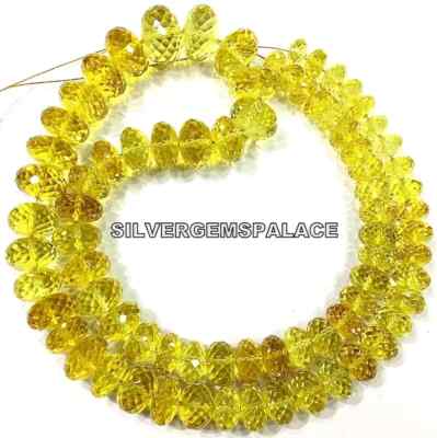 Extremely Rare~Yellow Sapphire Faceted Rondelle 8-13.MM Large Gemstone Beads.