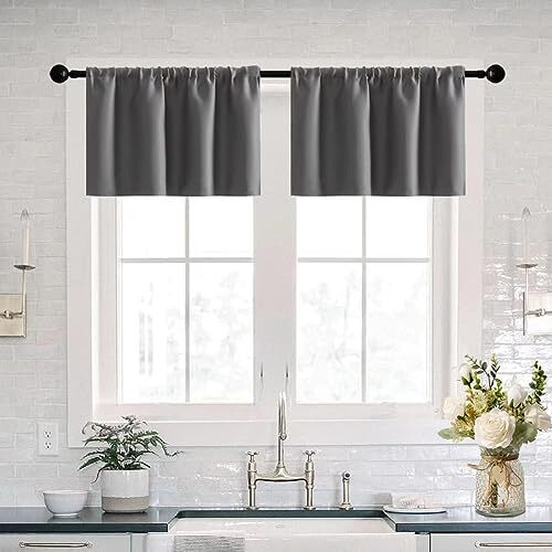 RV Curtains for Camper Windows Blackout 2 Pack Valances Waterproof 42x18 Grey - Picture 1 of 6