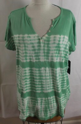 CHAPS GREEN TIE DYE SHORT SLEEVE TEE SHIRT - PLUS SIZE 2X - NWT