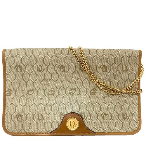 Christian Dior Trotter Canvas Clutch Bag Brown Gold Auth BD1629 | eBay