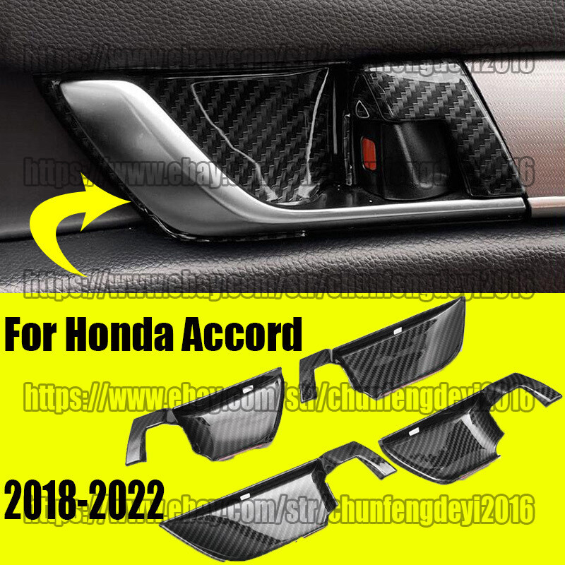 Carbon Fiber Style Inner Door Handle Bowl Cover Trims For Honda Accord 2018-2022 - Foto 7