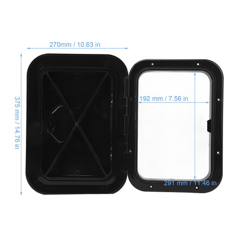 *´ Black Marine Boat Deck Hatch Black Rectangle 10‑5/8 X14‑3/4 Inch Boat Deck - Picture 10 of 12