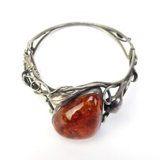 Wunderschöner Armreif aus Silber (geprüft) 60er Jahre Design Bernstein Amber