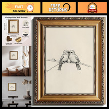 Vintage Gold Framed Wall Art - Birds Canvas Prints for Living Room  Bedroom Dec