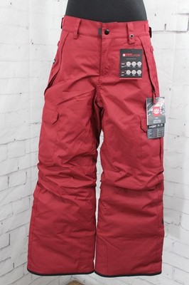 686 Infinity Cargo Insulated Snowboard Pants, Boys Youth Small, Oxblood Red New