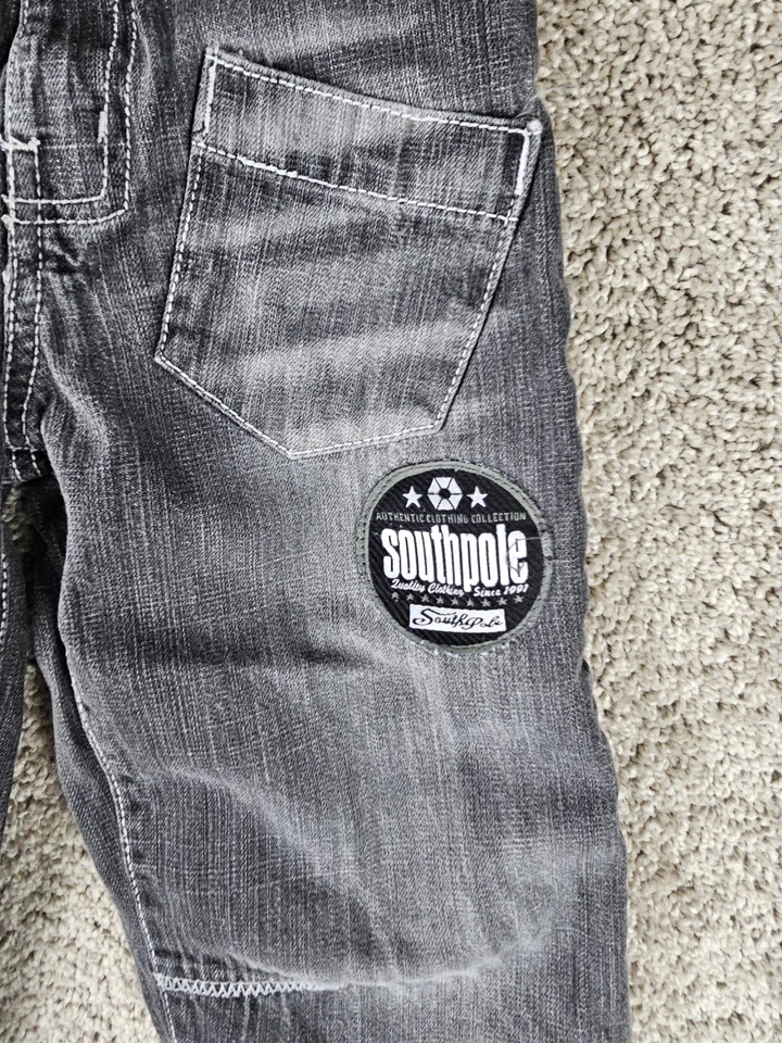 Jeans Southpole Juveniles Gris Pierna Recta Gris Lavado Denim Sueltos Pantalones de mezclilla Anchos Niños 4 Foto 2 de 4