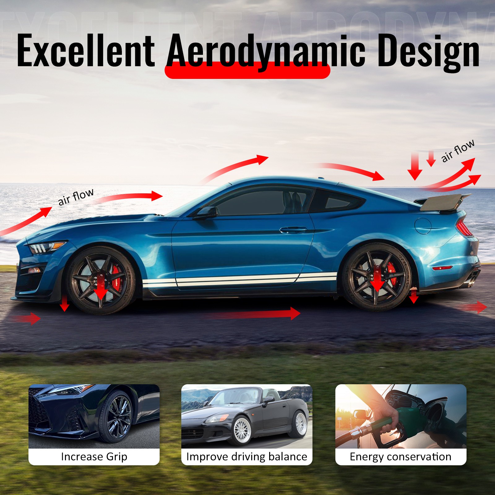 Fits 15-23 Dodge Charger SRT V7 C Style ABS Front Bumper Lip Matte Black 4PCS